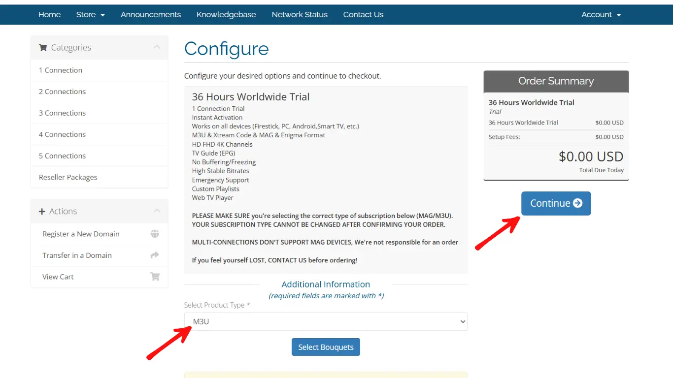 Select M3U and continue to activate your IPTV playlist