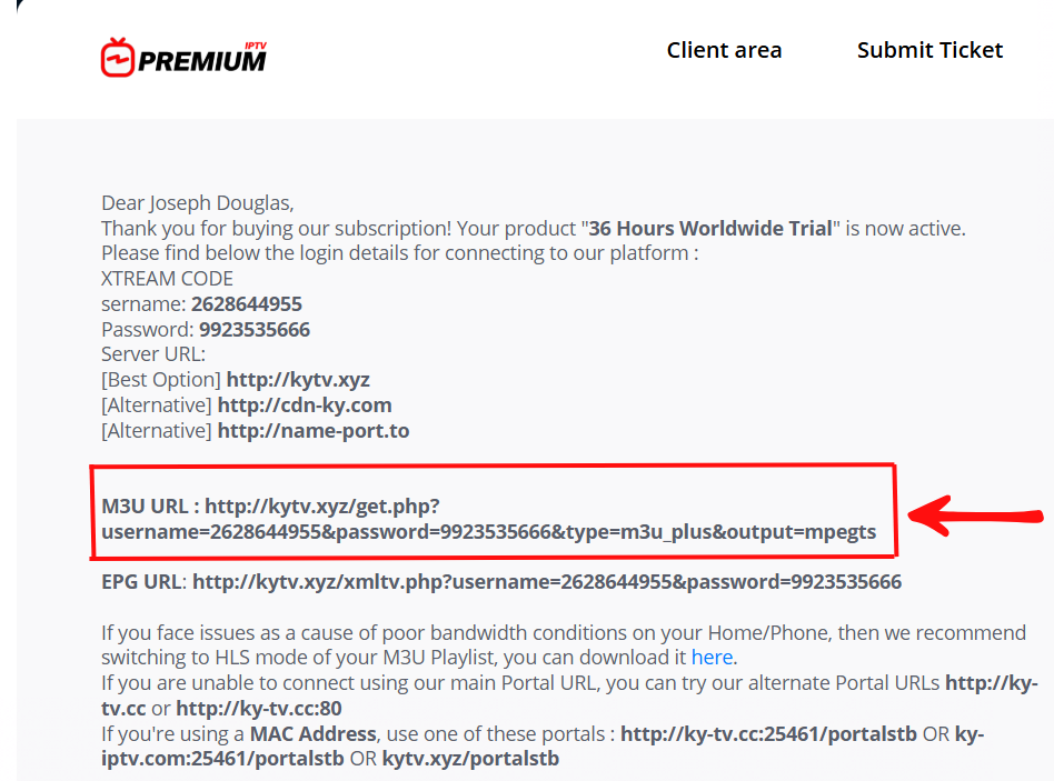 Check your email — your M3U link is sent automatically.