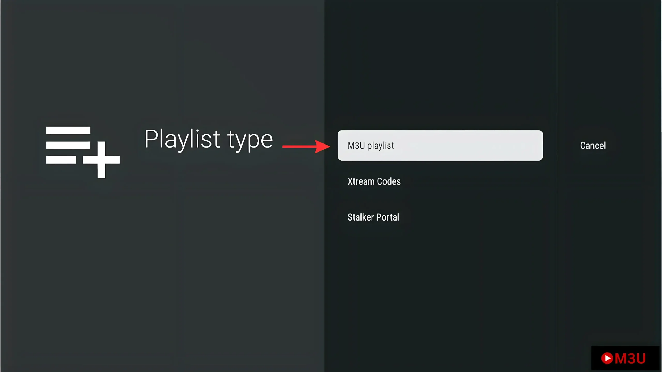 Choose M3U Playlist.